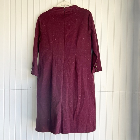 Talbots Size M Maroon Burgundy 3/4 Sleeves Heathered Shift Dress NEW! - Picture 8 of 8